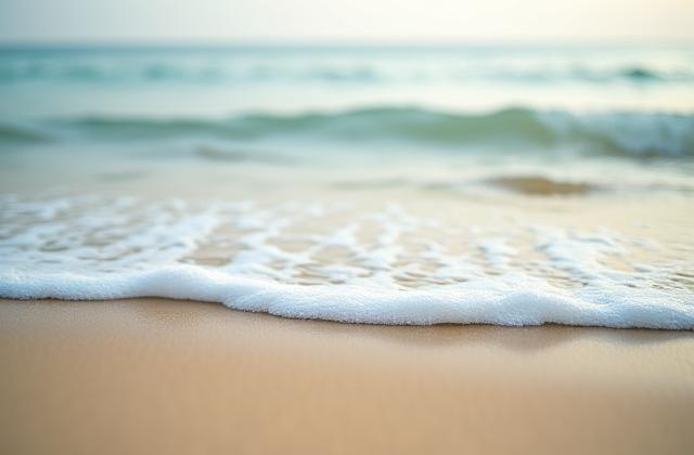 부산 해변의 잔잔한 파도 이미지. 평화롭고 조용한 분위기로, 여행 계획의 중요성을 상징함.